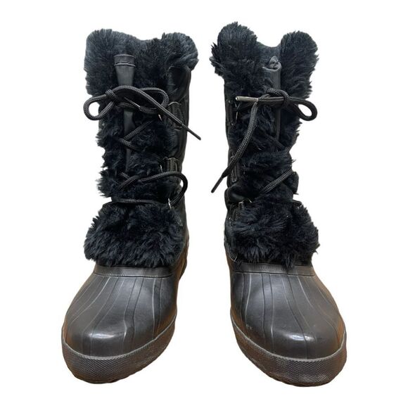 Sorel Kaufman Canada Womens Size 6 Black Faux Fur Boot Removable Wool Liner Warm - Picture 2 of 8